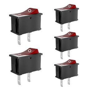 5 Pcs ON/OFF/ON Rocker Switch, 10mm×15mm 12V 24V 125V 250V, 3 Pin Mini Boat Toggle Rocker Switch