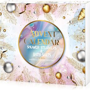 Advent Calendar 2024 for Adults Women Men - Christmas Advent Calendar with 12 PCS Shower Steamers Aromatherapy & 12 Tubes of Bath Salts, Countdown Calendar Christmas Gifts for Women Stocking Stuffers