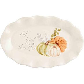 Mud Pie Grateful Sentiment Plate, 8" x 5" White