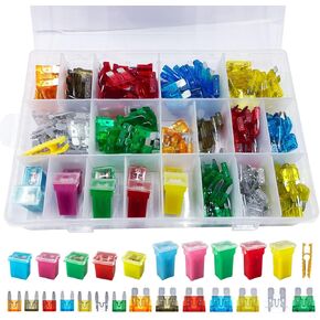 250PCS Automotive Fuses Assortment Kit, Blade-Type Automotive Fuses, Mini & Standard/Low and Tall Profile Box Shaped Assorted Fuse, High-Type Box Fuses for Car, Truck and SUV