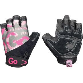 GoFit GF-WLG-L/PC Women’s Premium Leather Elite Trainer Gloves (Large/Pink Camo),Black