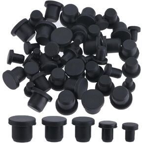 GORGECRAFT 50PCS 5 Sizes Silicone Hole Plug Black Round Rubber Waterproof Button Hole End Covers Soft Flexible Stopper Fit for 4-9.5mm Inner Diameter Hole Bottles Pipes Flower Pots