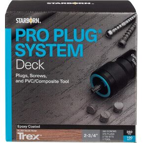 Pro Plug System for PVC Plugs and Epoxy Screws for Trex Pebble Grey Decking, 375 Plugs for 100 sq ft, 350 Epoxy Screws