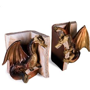 نهايات الكتاب مساند زخرفية رائعة على شكل تنين، جامعي كتب عتيقة شديدة التحمل على شكل تنين لمحبي الخيال، ديكور أسود للمكتب/الأرفف/غرفة المعيشة in Kuwait