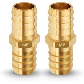Brass 3/4" Hose ID Barb Barbed Fitting Splicer Repair (Barb OD 0.79") (Pack of 2)