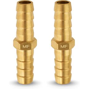 Brass 3/8" Hose ID Barb Barbed Fitting Splicer Repair (Barb OD 0.42") (Pack of 2)
