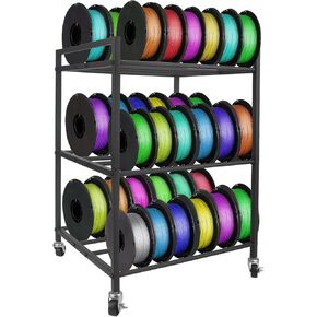3D Printer Filament Storage Rack, 360°Rolling Filament Spool Holders Racks with Wheels, Heavy Duty Metal Shelf for PLA/ABS/TPU,Filaments Organzied for 3D Printing