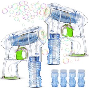 Kid Odyssey 2 Pack Bubble Gun with 4 Refill Solution and 3 Colorful LED Light, Bubble Machine for Kids, Bubble Maker for Party Favors, Birthday Gift, Indoor Outdoor Toys for Toddlers in Kuwait