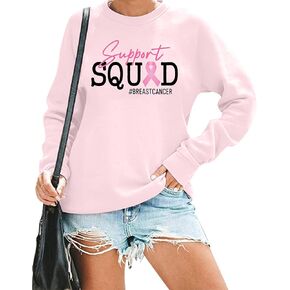 MNLYBABY Breast Cancer Awareness Sweatshirt Women: Pink Ribbon Shirts Cancer Survivor Pullover Support Squad Long Sleeve Tops