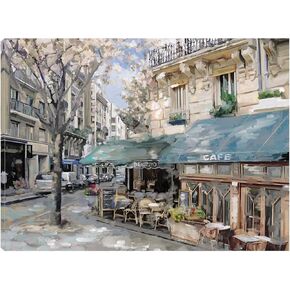 Fine Art Canvas Living Room Pictures Wall Decor City Wall Art Large Paintings for Living Room French Art Bistro de Paris I Canvas Wall Decor by Artist Studio Arts 32 in x 24 in