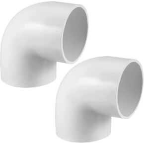 2PCS 2" 90 Degree Elbow PVC Pipe Fitting Adapter Coupling Connector Schedule 40 Slip (Socket x Socket) White Color