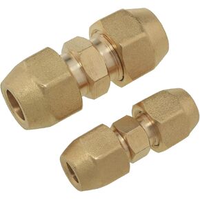 2PCS Extended No Soldering Copper Pipe Double Joint 2/1/4 3/3/8 with Nut Connection Suitable for Fuel Gas Systems Plumbing Refrigeration Vacuum Applications Furniture DIY Projects
