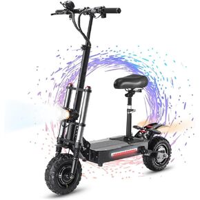 X5 6000W Electric Scooter Adults 55mph, Sports Scooters 400lbs Capacity, 75 Miles Long Range, 60V38AH Li-ion Battery, 11" Tubeless All-Terrain Tires…