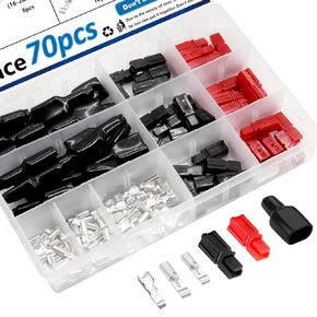 smseace 70Pcs 15/30/45 Amp Power Connectors with PVC Cover 1.5-6mm² (20-10AWG) Quick Disconnect Power connectors Quick Disconnect Terminals Connectors
