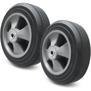 LotFancy 8 inch Hand Truck Wheels, 2PCS Solid Flat Free Tires Replacement for Hand Truck Dolly Cart Wagon Generator, 5/8" Axle