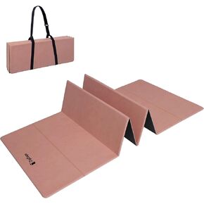 Foldable Yoga Mat Travel Yoga Mat with Strap, 1/4 Inch Folding Yoga Mat Portable Yoga Mat Non Slip Pilates mat for Workout Exercise Fitness
