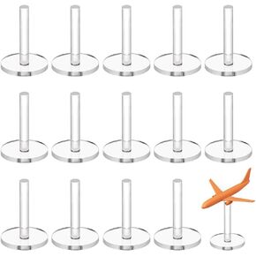 AHANDMAKER 25 Pcs Acrylic Airplane Model Holders Transparent Stand Display Basements for Dolls Mini Display Holder Circular Flight Base with Peg (30mm)
