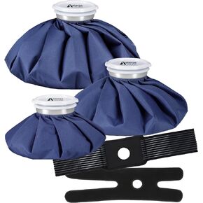 Ice Bags for Injuries Reusable - Dual Hot Water Bag for Pain Relief and Soft Ice Packs for Injuries - Set of 3 Bags and 2 Straps