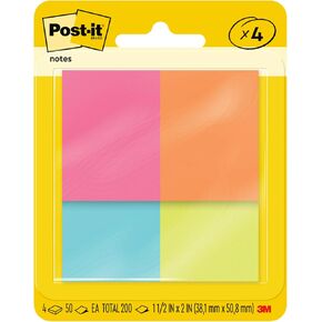 Post-it Mini Notes, 1 3/8 in. x 1 7/8 in., 4 Sticky Notes Pads, 50 Sheets per Pad, Poptimistic Collection, School Supplies and Oﬃce Products, The Original Post-it Note