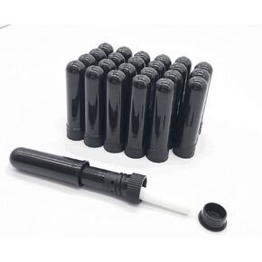 LUVUOKYE HSHY Black Essential Oil Aromatherapy Nasal Inhaler Tubes (24 Complete Sticks+12 Extra Wick Stick) +2 Polyethylene Pipette Droppers +1Plastic Tweezers