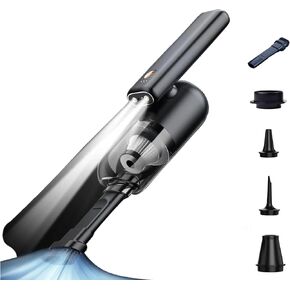 GajetNest Mini Portable Foldable Car Vacuum Cleaner - 20000PA Strong Suction, Cordless, LED Light, Blower & Inflator, Long-Lasting Battery, Compact & Lightweight, Easy Carry, Folding Design (Black)