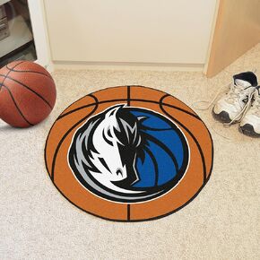 FANMATS 10216 Dallas Mavericks Basketball Shaped Rug - 27in. Diameter, Basketball Design, Sports Fan Accent Rug