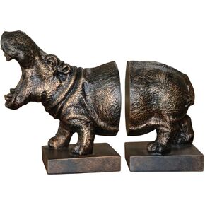 Set of 2 Polyresin Faux Hippo Bookend,Art bookend, Homedecor for Kids (Copper), FZ20995-C