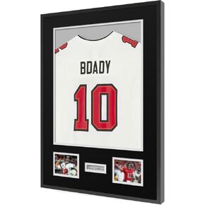 Jersey Frame Display Case,Sport Jersey Shadow Box,Metal Jersey Frame, Mat, Backing Board, Shatterproof Acrylic Glass, and Hanging Kit for Soccer, Baseball, Basketball, Football (Rectangular6)
