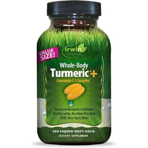 Irwin Naturals Whole-Body Turmeric + Curcumin C3 Complex - 120 Liquid Soft-Gels - with Boswellia, Maritime Pine Bark, MSM & Rose Hip