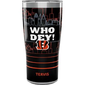 Tervis NFL Cincinnati Bengals-Who Dey Slogan Insulated Tumbler, 20oz, Stainless Steel