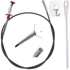 62.5inch Drain Snake Hair Clog Remover - Multi-Functional Drain Auger, Hair Catcher & Cleaning Brush for Kitchen, Bathroom, Sewer, Bathtub, Sunroof, and Dryer Vent