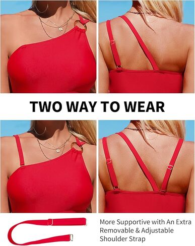 ملابس سباحة قطعة واحدة بكتف واحد من شارمو، ملابس سباحة شبكية مقصوصة للتحكم في البطن للنساء 2024 in Kuwait