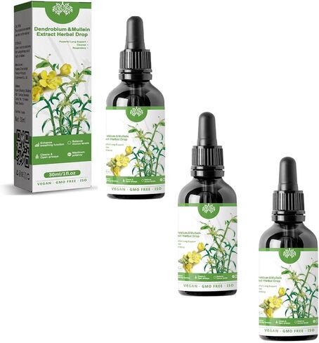 2024years Dendrobium & Mullein Extract Herbal Drops Powerful Lung Support,30ml Dendrobium & Mullein Extract Herbal Drops,Drop 1-2ml at a time，1Ounce(Box of 1) Herbal Care Essence (3pcs) in Saudi Arabia