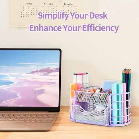 منظمات وإكسسوارات مكتب سباكريا، حامل أقلام منظم للمكتب، منظم لوازم المكتب المكتبية (ذهبي وردي) in Kuwait