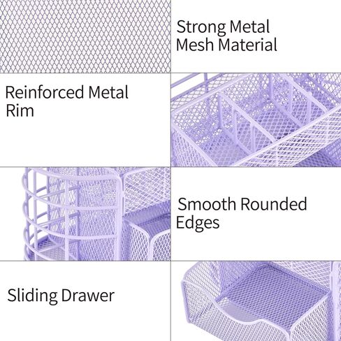 منظمات وإكسسوارات مكتب سباكريا، حامل أقلام منظم للمكتب، منظم لوازم المكتب المكتبية (ذهبي وردي) in Kuwait