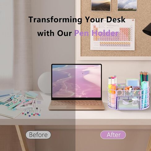 منظمات وإكسسوارات مكتب سباكريا، حامل أقلام منظم للمكتب، منظم لوازم المكتب المكتبية (ذهبي وردي) in Kuwait