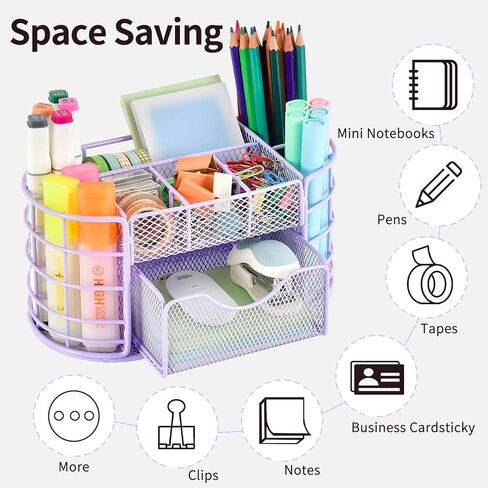 منظمات وإكسسوارات مكتب سباكريا، حامل أقلام منظم للمكتب، منظم لوازم المكتب المكتبية (ذهبي وردي) in Kuwait