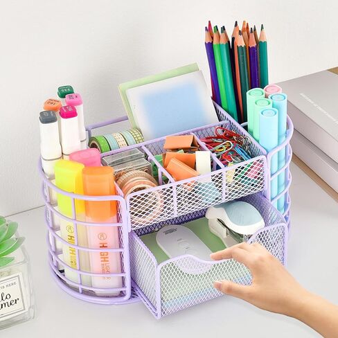 منظمات وإكسسوارات مكتب سباكريا، حامل أقلام منظم للمكتب، منظم لوازم المكتب المكتبية (ذهبي وردي) in Kuwait