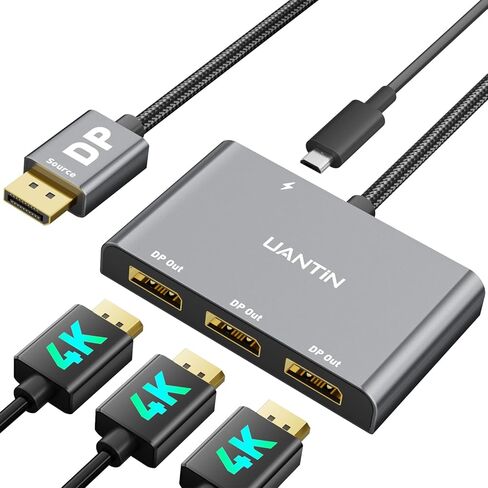 DisplayPort to Dual HDMI Adapter | 4K 60Hz DP to HDMI Splitter Extended Display Adapter for Dual Monitors,Display Port to 2 HDMI Converter for Dell, NVIDIA, AMD, Lenovo, HP in Kuwait