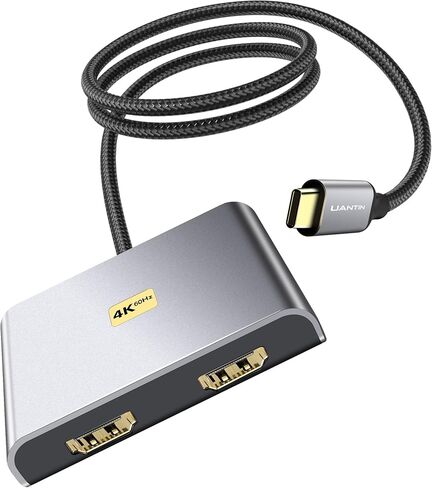DisplayPort to Dual HDMI Adapter | 4K 60Hz DP to HDMI Splitter Extended Display Adapter for Dual Monitors,Display Port to 2 HDMI Converter for Dell, NVIDIA, AMD, Lenovo, HP in Kuwait