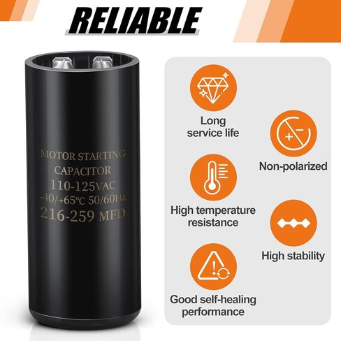 400-480 uf/MFD 250V VAC 50/60 Hz AC Electric Round Start Capacitor Universal Replacement for Electric Motor Applications in Kuwait