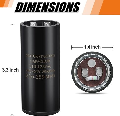 400-480 uf/MFD 250V VAC 50/60 Hz AC Electric Round Start Capacitor Universal Replacement for Electric Motor Applications in Kuwait