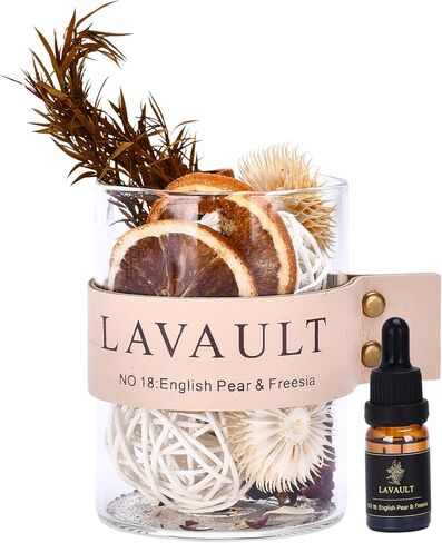 Scented Diffuser - Glass Jar with Dried Herbs and Flower - Reed Diffuser Gift Set - Long-Lasting Fragrance and Relaxing Atmosphere - Bathroom Fragrance - English Pear and Freesia Scent in Saudi Arabia