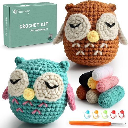 مجموعة Faircosy Amigurumi Crochet للبالغين: مجموعات الكروشيه الحيوانية للأطفال المبتدئين - تعلم كيفية الكروشيه Snial Amigurumi Starter Kit مع مقاطع فيديو تعليمية مفصلة وتعليمات (40٪ + غزل إضافي) in Kuwait