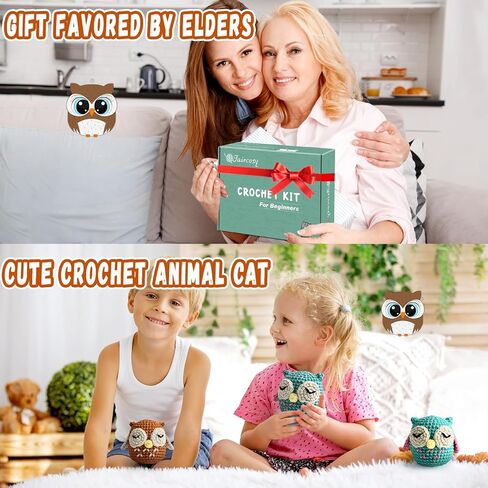 مجموعة Faircosy Amigurumi Crochet للبالغين: مجموعات الكروشيه الحيوانية للأطفال المبتدئين - تعلم كيفية الكروشيه Snial Amigurumi Starter Kit مع مقاطع فيديو تعليمية مفصلة وتعليمات (40٪ + غزل إضافي) in Kuwait