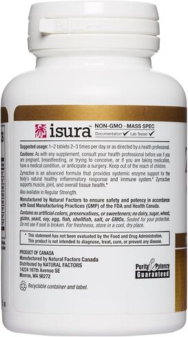 Natural Factors - Zymactive Proteolytic Enzyme Double Strength, Supports a Healthy Inflammatory Response to Help Muscle and Joint Function, Gluten Free, Non-GMO, 30 Enteric Coated Tablets in Kuwait