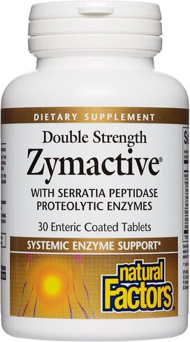 Natural Factors - Zymactive Proteolytic Enzyme Double Strength, Supports a Healthy Inflammatory Response to Help Muscle and Joint Function, Gluten Free, Non-GMO, 30 Enteric Coated Tablets in Kuwait