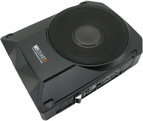سلسلة مرجعية MB Quart RW-110A 800W مقاس 10 بوصات نحيفة منخفضة الحجم ومدمجة أسفل المقعد 4 أوم مع مضخم صوت مدمج للسيارة RV ATV - الجيل الثالث، أسود in Saudi Arabia