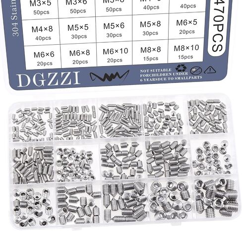DGZZI 470 قطعة مجموعة مقابس سداسية برغي نقر سداسي وبرغي لسان 304 مجموعة طرف من الفولاذ المقاوم للصدأ من مجموعة برغي M3 إلى M8 للحمام ومقبض باب الصنبور وتركيبات الإضاءة والمقبض in Saudi Arabia