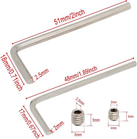 طقم براغي مجموعة مسامير ذات رأس سداسي داخلي (20 قطعة M4 + 20 قطعة M5) - رأس ألين سداسي - 2 مفتاح ربط سداسي (2 مم/2.5 مم) - استبدال برغي صنبور الفولاذ المقاوم للصدأ in Kuwait